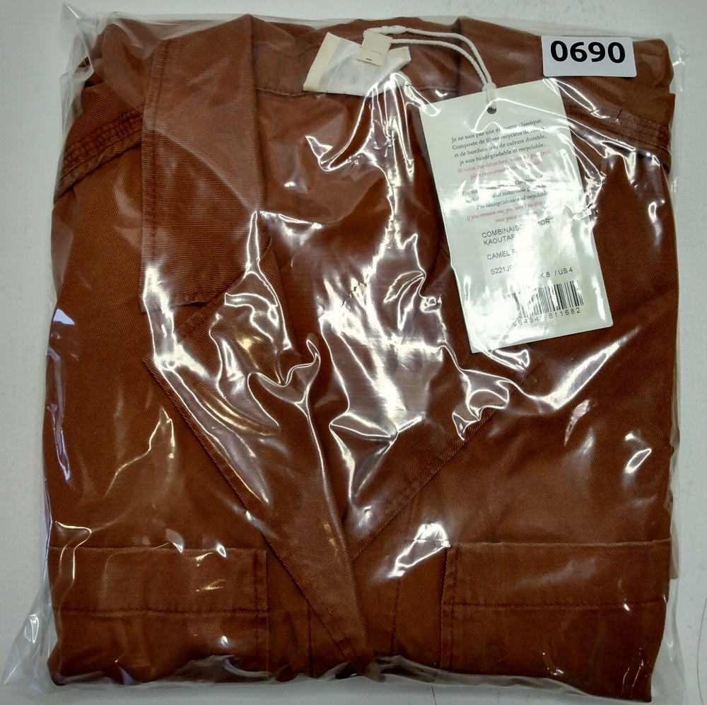 Sezane Brown Short-Sleeve Utility Romper - Picture 13 of 14